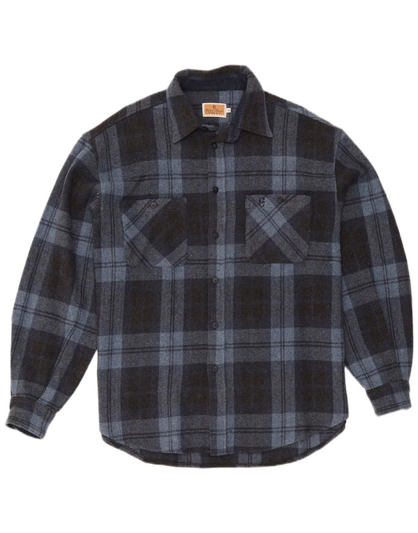 Conte of Florence herre overshirt XL blå ternet uld