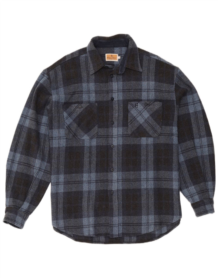 Conte of Florence herre overshirt XL blå ternet uld
