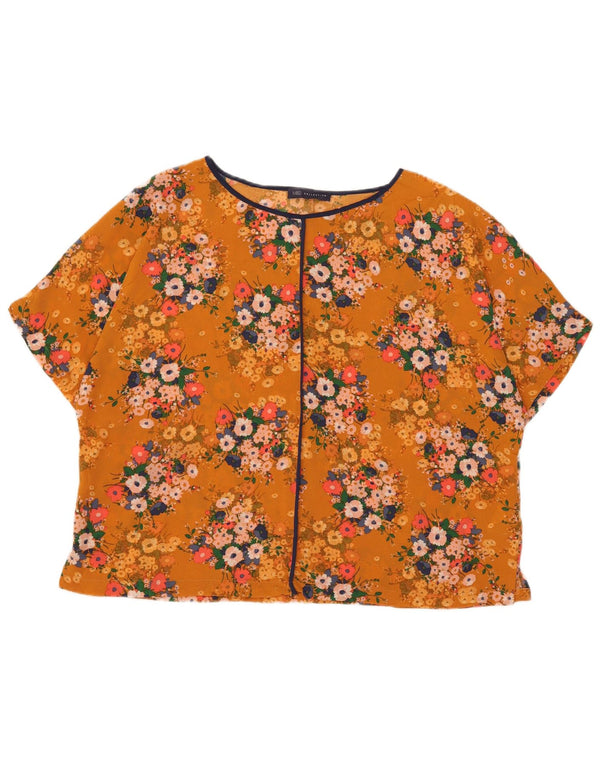 Marks & Spencer Dame Oversized bluse Top UK 18 XL Orange Floral