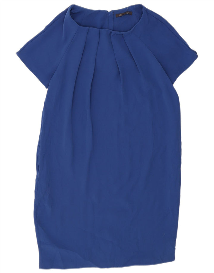 Marks & Spencer Womens Shift Dress UK 10 Small Blue Polyester