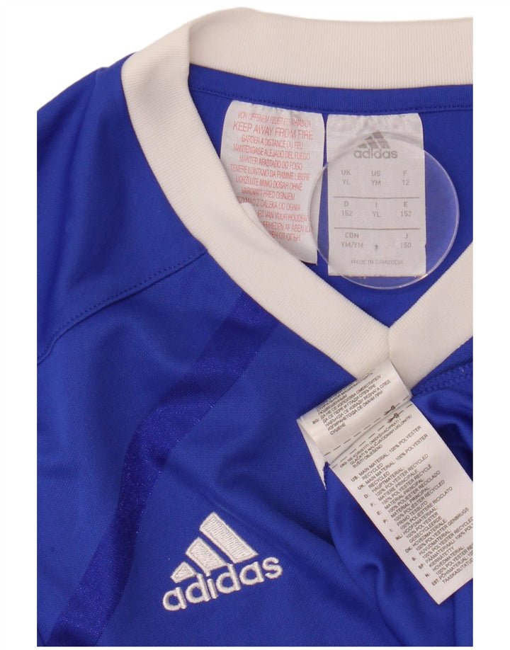 ADIDAS Boys Climalite T-Shirt Top 11-12 År Stor Blå Polyester