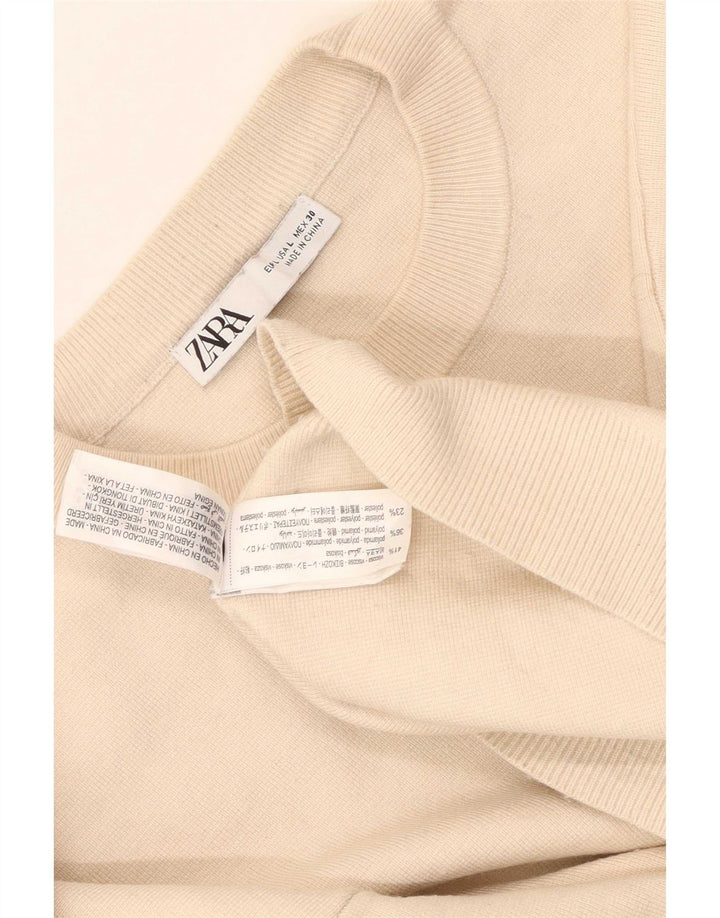 Zara Womens Oversized Sweatshirt Jumper UK 16 Large Beige Viscose