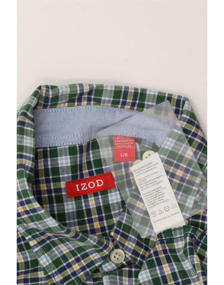 IZOD Herreskjorte Stor Grøn Plaid Bomuld