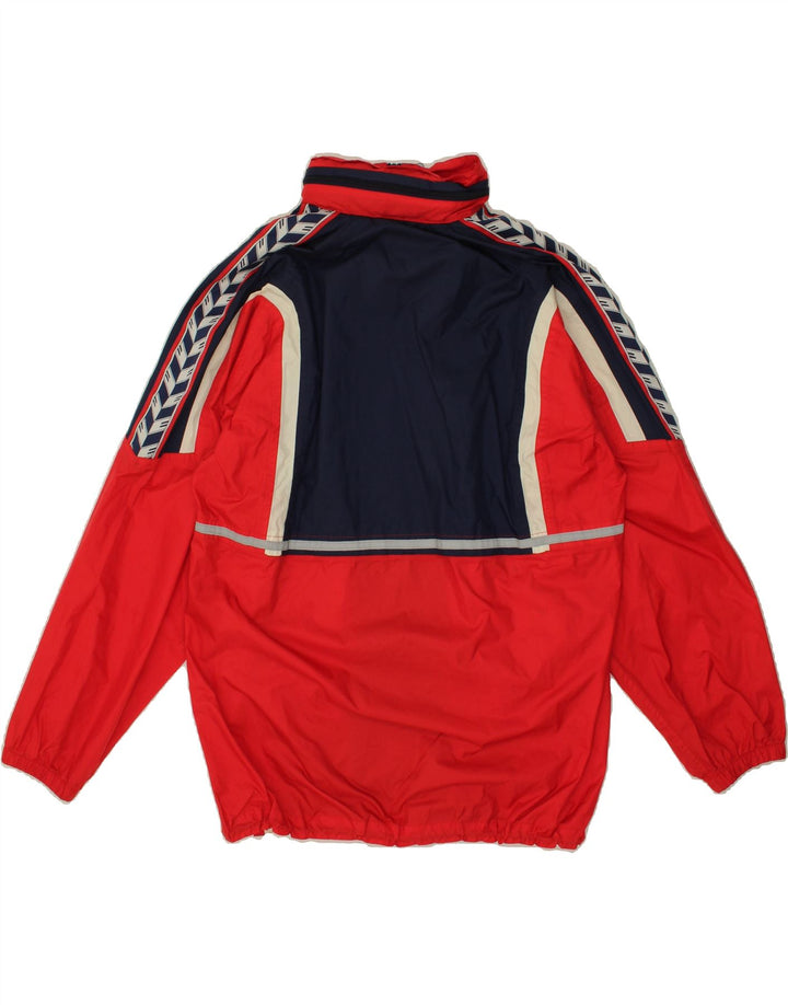 ERIMA Mens Graphic Hooded Rain Jacket UK 36 Small Red Colourblock Vintage Erima and Second-Hand Erima from Messina Hembry 