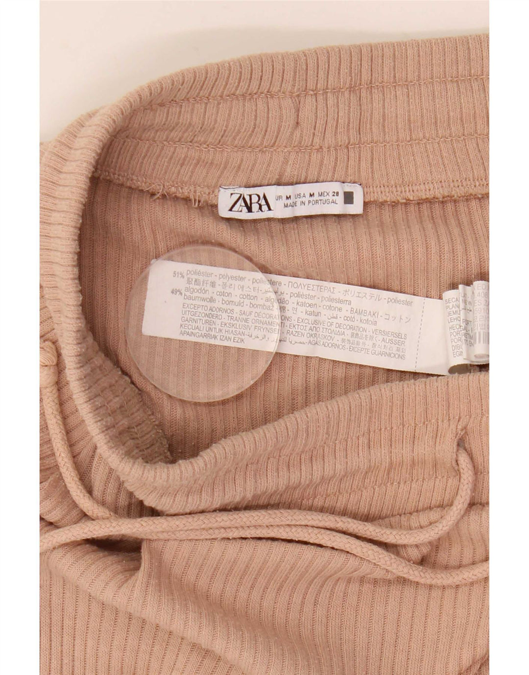 Zara Dame Højtalje Midi Nederdel Medium W28 Pink Polyester