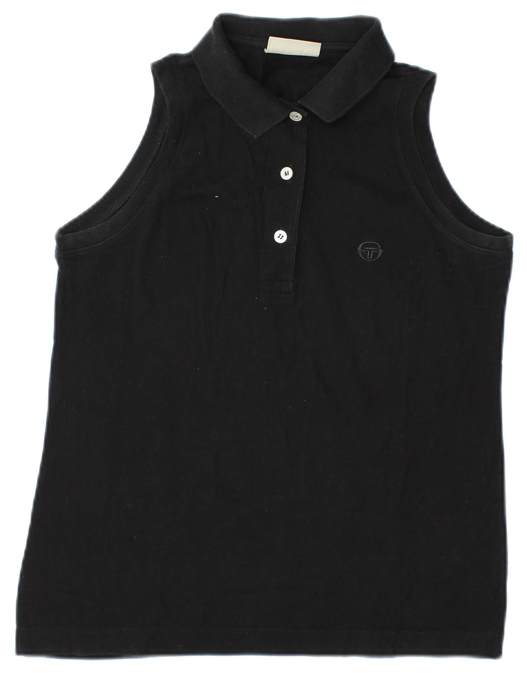 Sergio Tacchini Dame ærmeløs poloshirt UK 12 Medium Sort