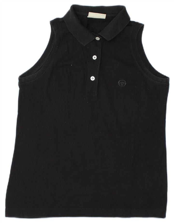 Sergio Tacchini Dame ærmeløs poloshirt UK 12 Medium Sort