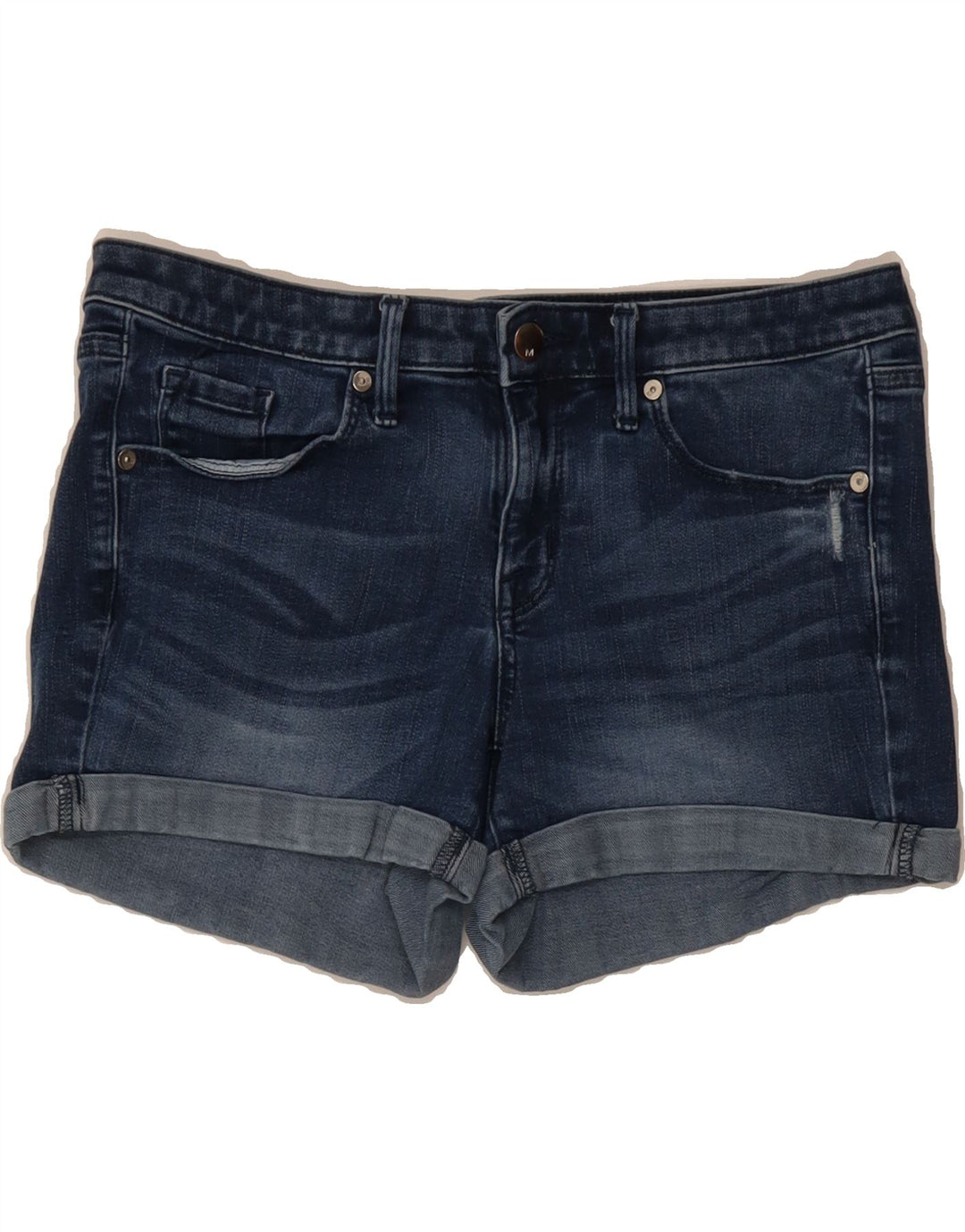 MOSSIMO Womens Power Stretch Denim Shorts US 6 Medium W32 Navy Blue Vintage Mossimo and Second-Hand Mossimo from Messina Hembry 