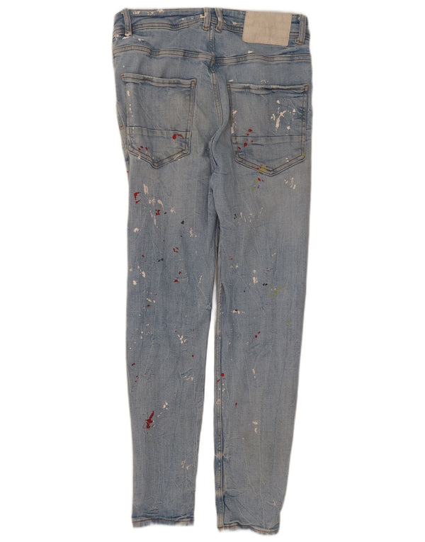 Zara Herre Distressed Skinny Jeans EU 38 Small W30 L27 Blue Tie Dye Bomuld