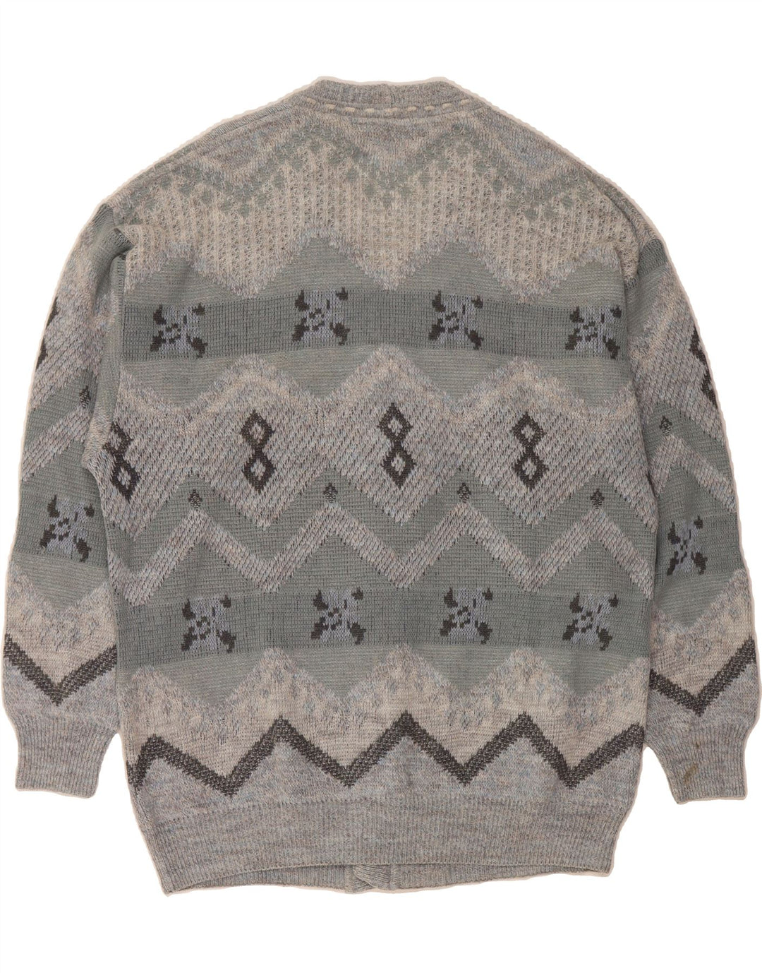 SUSPENSE Mens Loose Fit Cardigan Sweater IT 50 Medium Grey Argyle/Diamond Vintage Suspense and Second-Hand Suspense from Messina Hembry 
