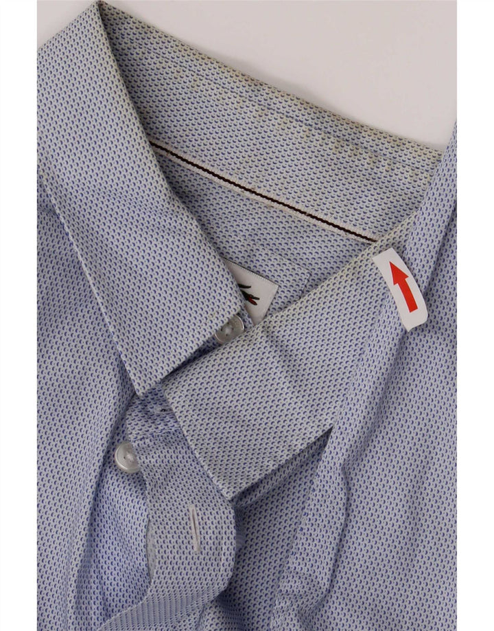 Lacoste Herre Slim Fit Skjorte Størrelse 40 Medium Blue Plettet Bomuld
