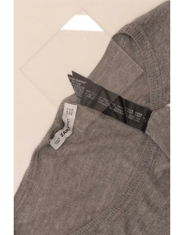 Zara Dame Langærmet Tunika Top UK 10 Small Grå Colourblock Polyester