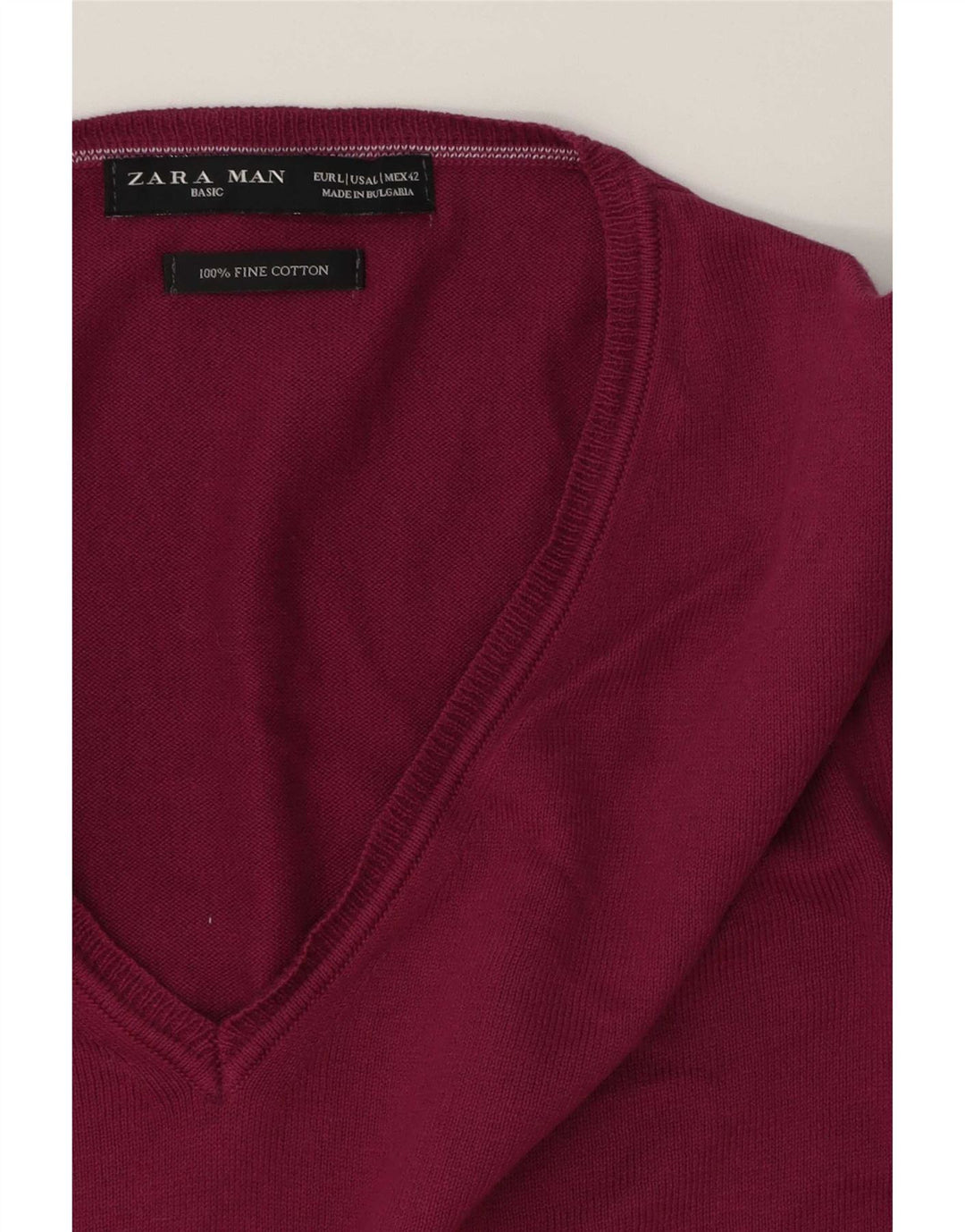 Zara Herre V-hals sweater Stor lilla bomuld