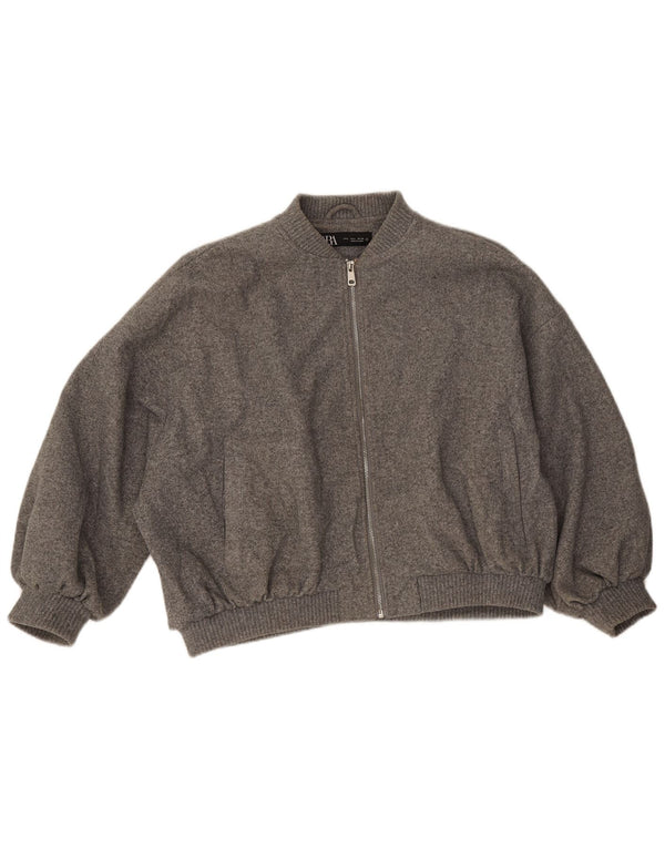 Zara Bomber Jacket UK 40 Large Grå Flecked Polyester