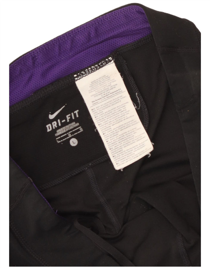 Nike Dame Dri Fit Bermuda Sport Shorts UK 14 Large Black Polyester