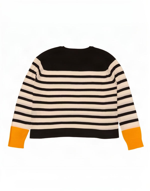 Zara Dame Oversized Crew Neck Jumper Sweater UK 10 Lille sort stribet