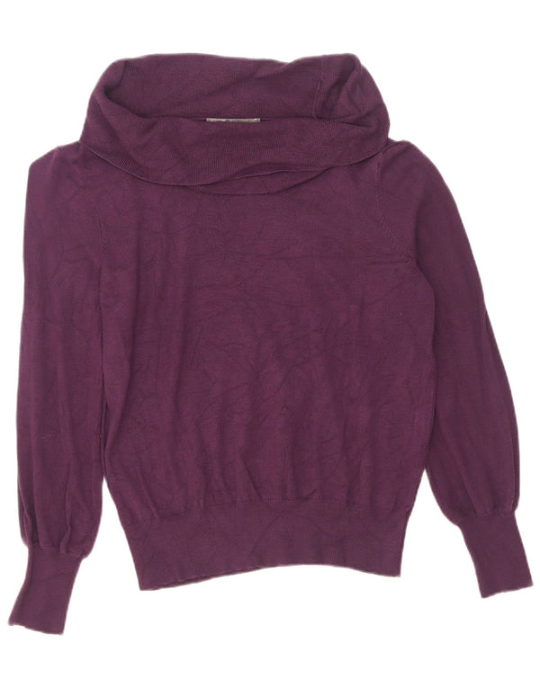 Marks & Spencer Dame Rullehals sweater UK 14 Medium Purple Viscose