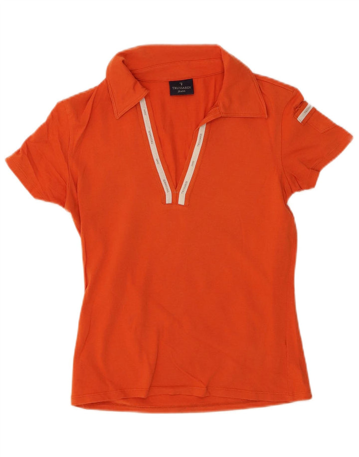 TRUSSARDI Womens Polo Shirt UK 12 Medium Orange