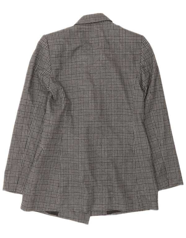Zara Dame Dobbeltradet Blazer Jacket UK 10 Small Grey Check Polyester