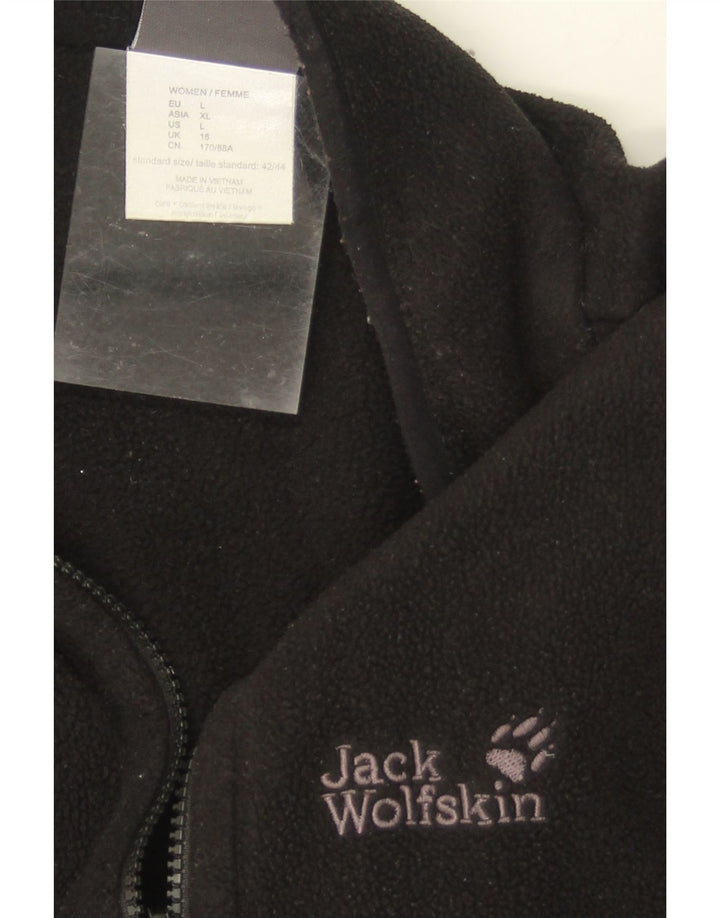 JACK WOLFSKIN Womens Fleece Jacket UK 16 Large Black Polyester Vintage Jack Wolfskin and Second-Hand Jack Wolfskin from Messina Hembry 