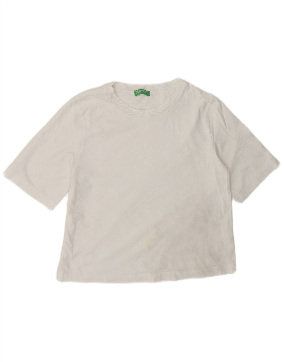 Benetton Dame T-Shirt Top UK 14 Medium Hvid Bomuld