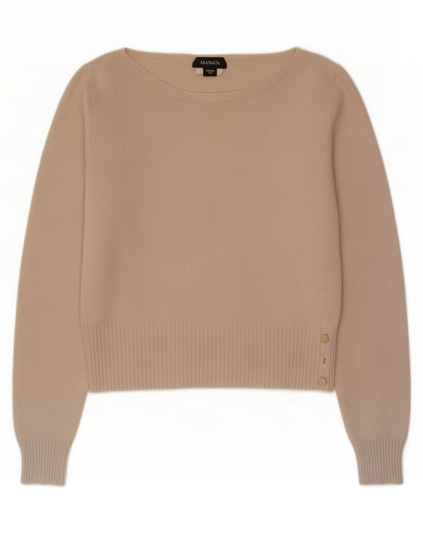 Max & Co. Dame Crop Boat Neck Jumper Sweater UK 12 Medium Beige