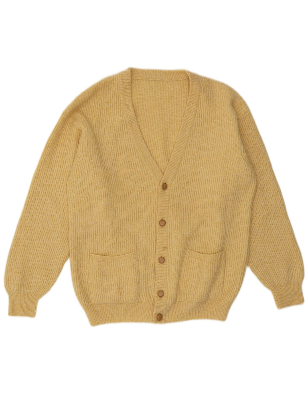 Vintage herre cardigan sweater Medium Yellow Virgin Wool
