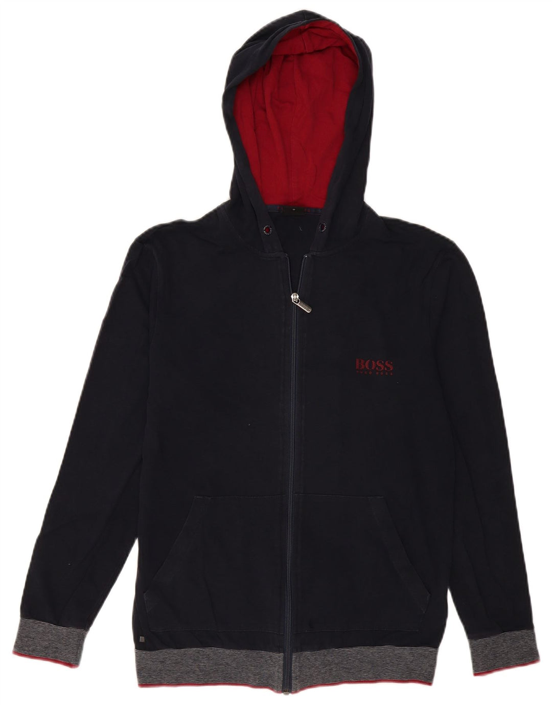 HUGO BOSS Hættetrøje med lynlås til mænd Lille marineblå bomuld