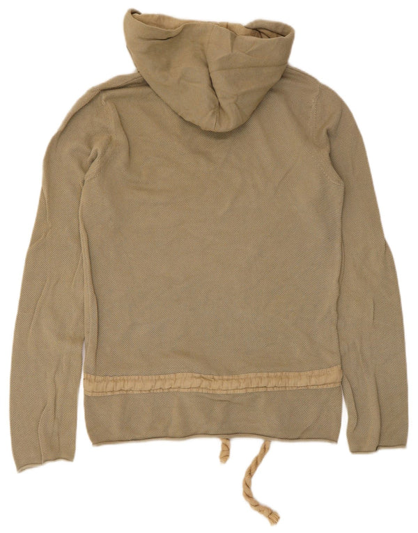 Armani Jeans Womens Hooded Jumper Sweater US 6 Medium Khaki Cotton