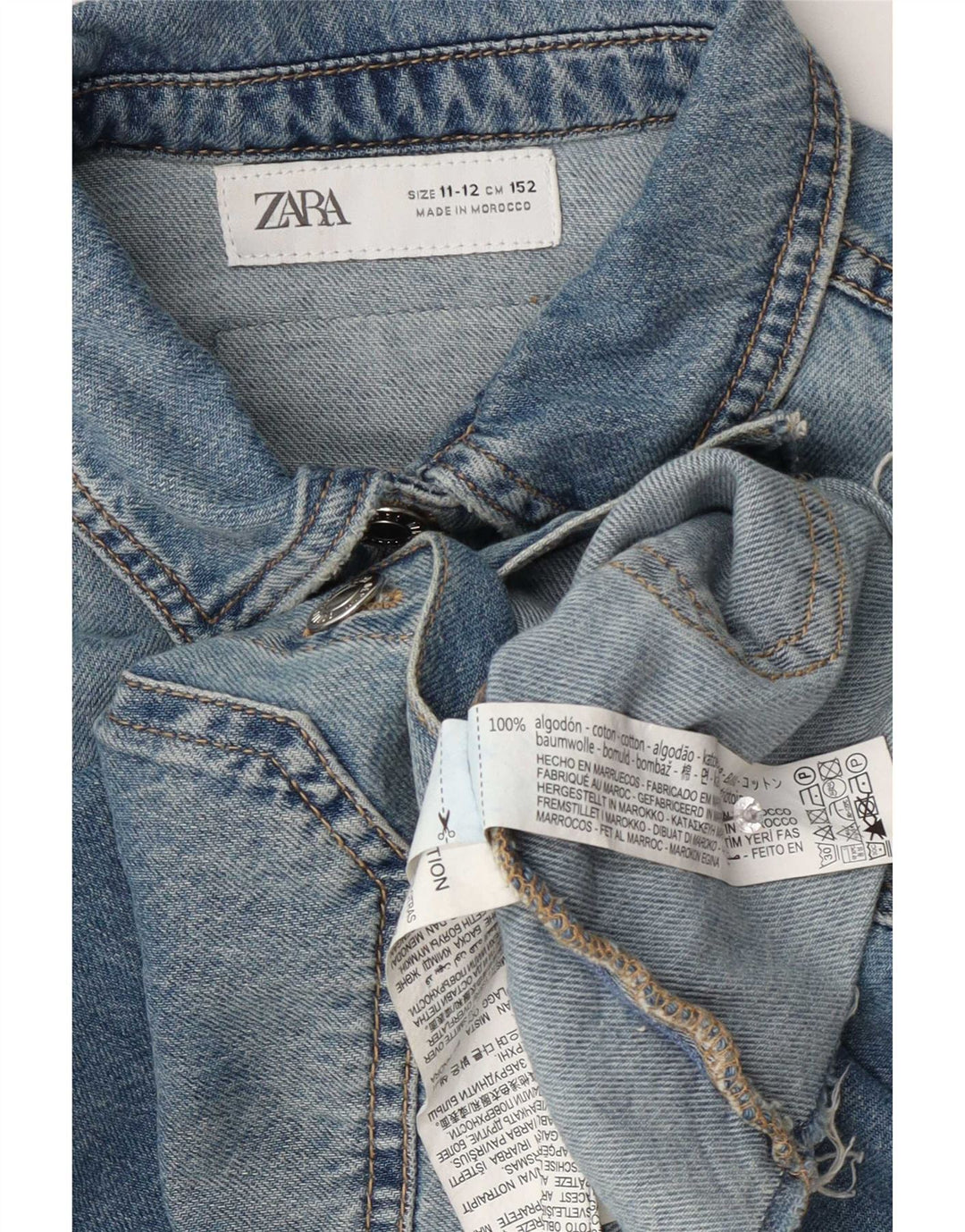 Zara Girls Crop Denimjakke 11-12 år Blå Bomuld