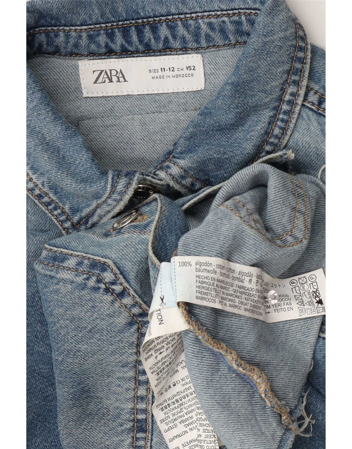 Zara Girls Crop Denimjakke 11-12 år Blå Bomuld