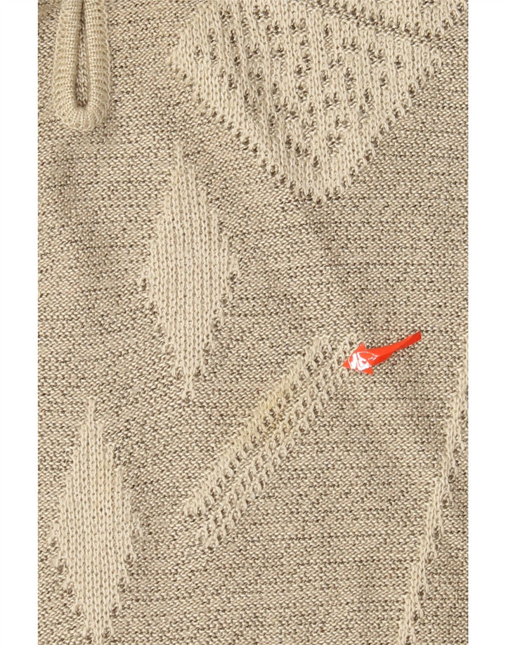 Vintage Womens Button Neck Jumper Sweater UK 14 Large Grå Geometrisk