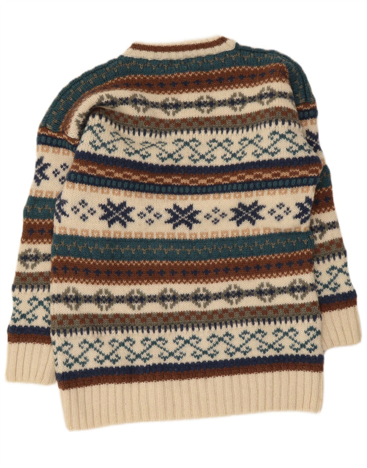 Vintage trøje med rund hals til mænd Medium Beige Fair Isle Wool