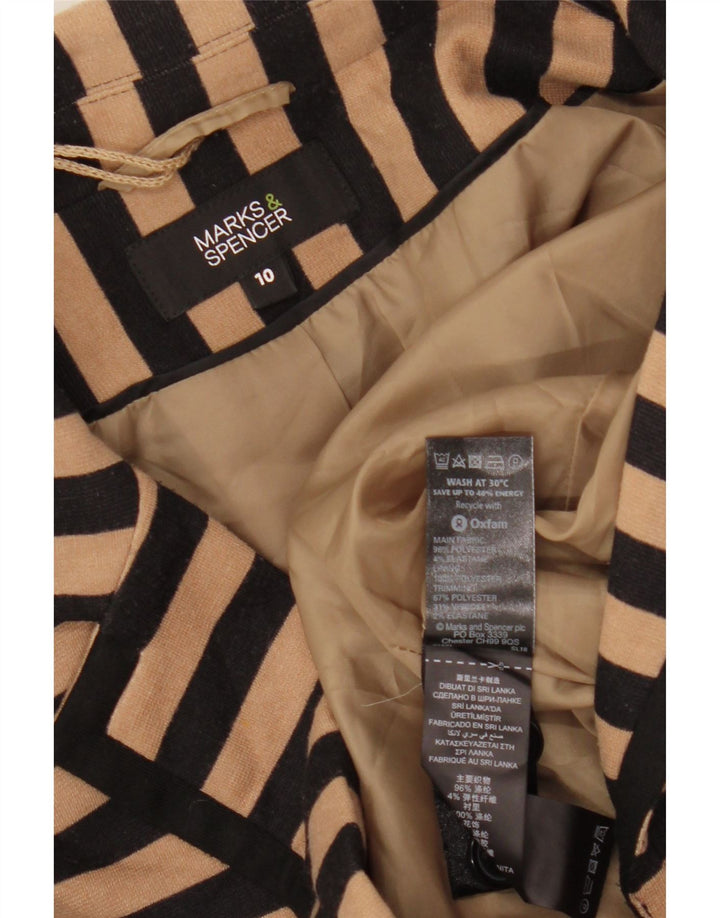 Marks & Spencer Dame Crop Blazer Jacket UK 10 Small Beige Striped