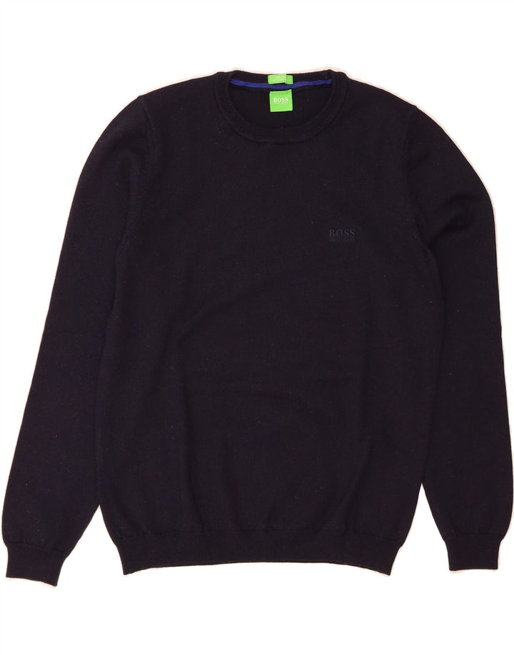 HUGO BOSS Womens Crew Neck Jumper Sweater UK 10 Small Navy Blue Vintage Hugo Boss and Second-Hand Hugo Boss from Messina Hembry 