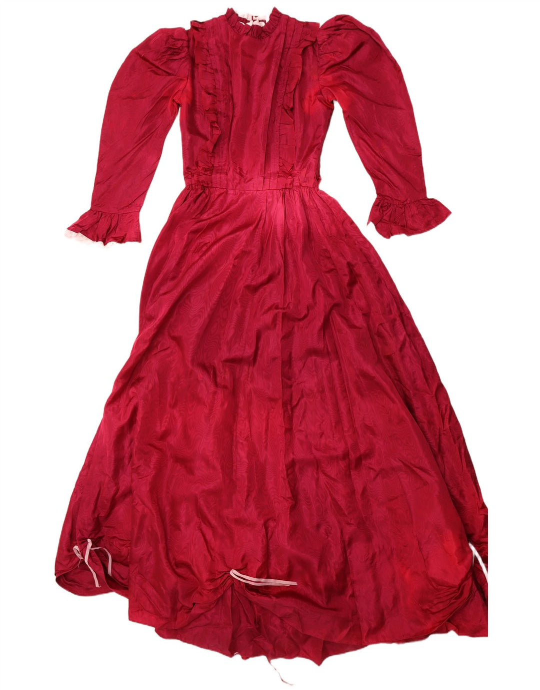 VINTAGE Womens Flæse Front Princess Dress UK 10 Small Burgundy