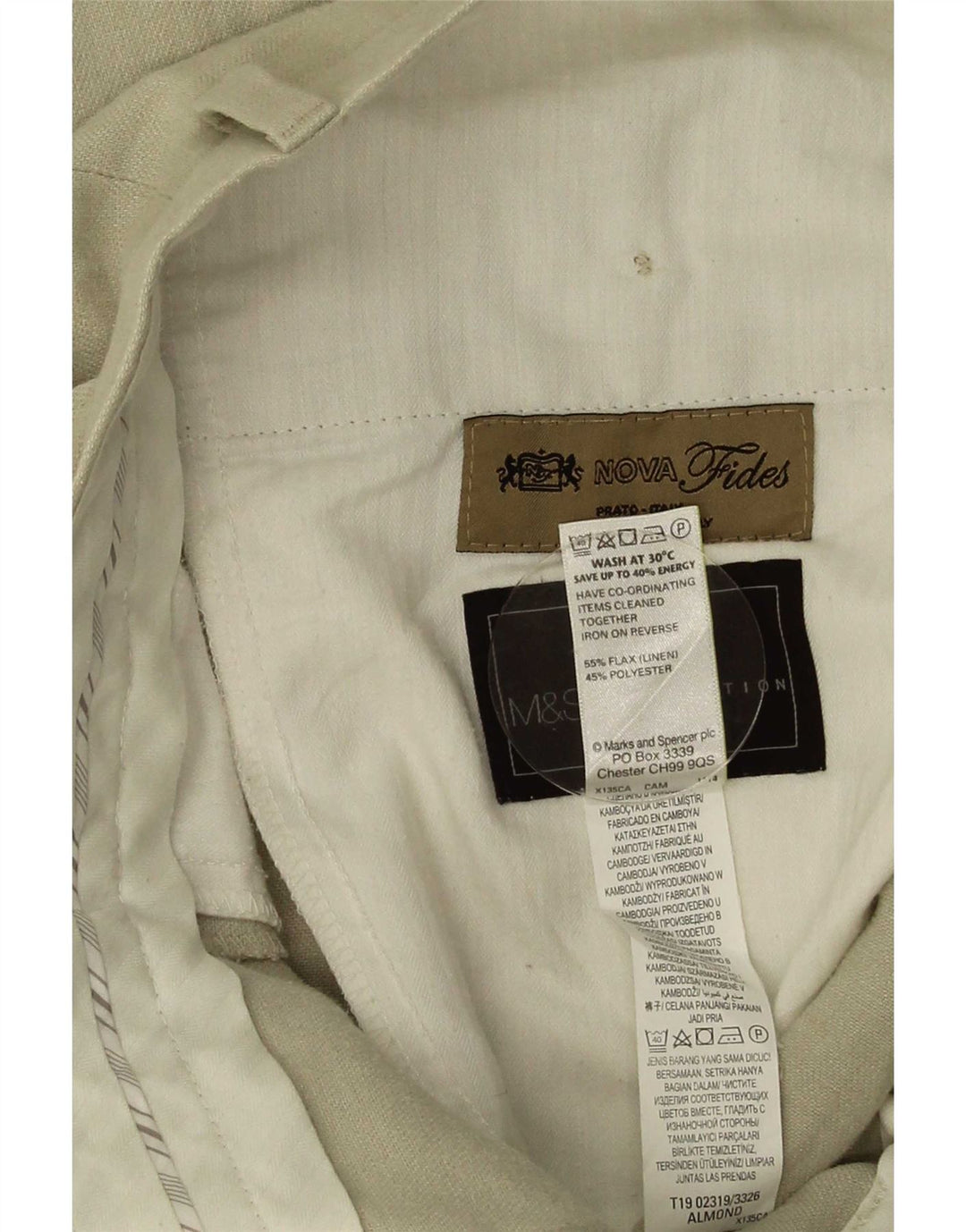 Marks & Spencer Herre Regular Fit Suit Bukser W34 L33 Beige hør