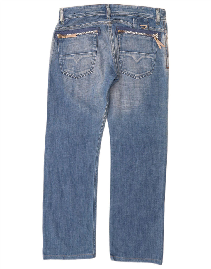Diesel Dame Distressed Straight Jeans W30 L29 Blå Bomuld