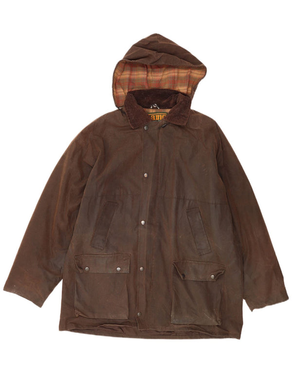 Game Technical Apparel Herre hættejakke i voksbehandlet bomuld UK 44 2XL Brun