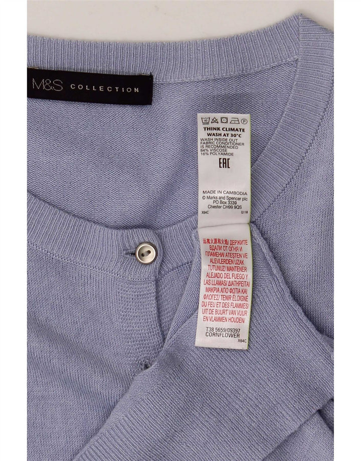 Marks & Spencer Dame Cardigan Sweater UK 14 Large Blue Viscose