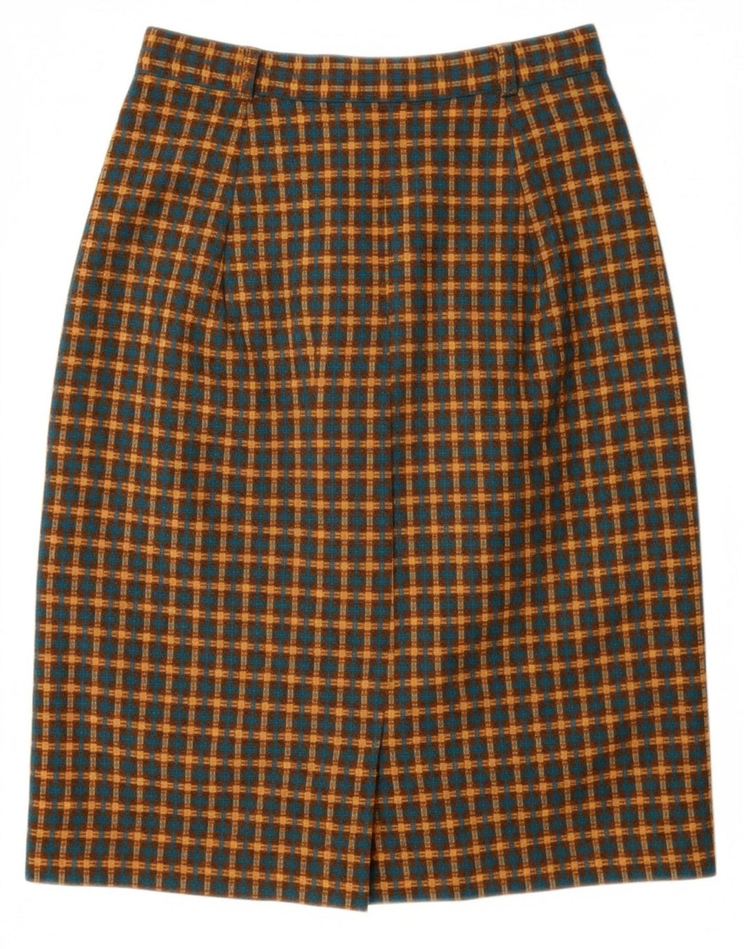 AFFINITY Womens High Waist Pencil Skirt UK 14 Medium W30 Brown Plaid