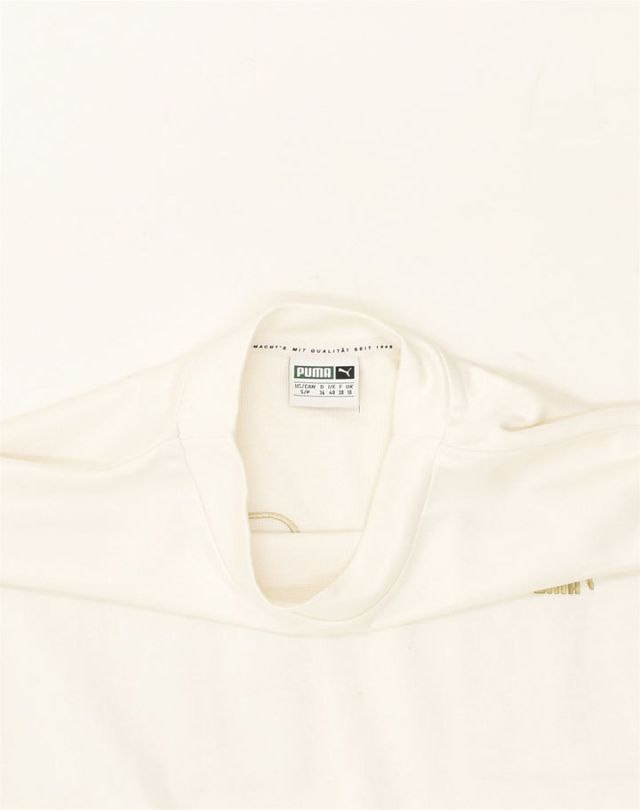 PUMA Womens Oversized Crop Top UK 10 Small Beige Polyester | Vintage Puma | Thrift | Second-Hand Puma | Used Clothing | Messina Hembry 