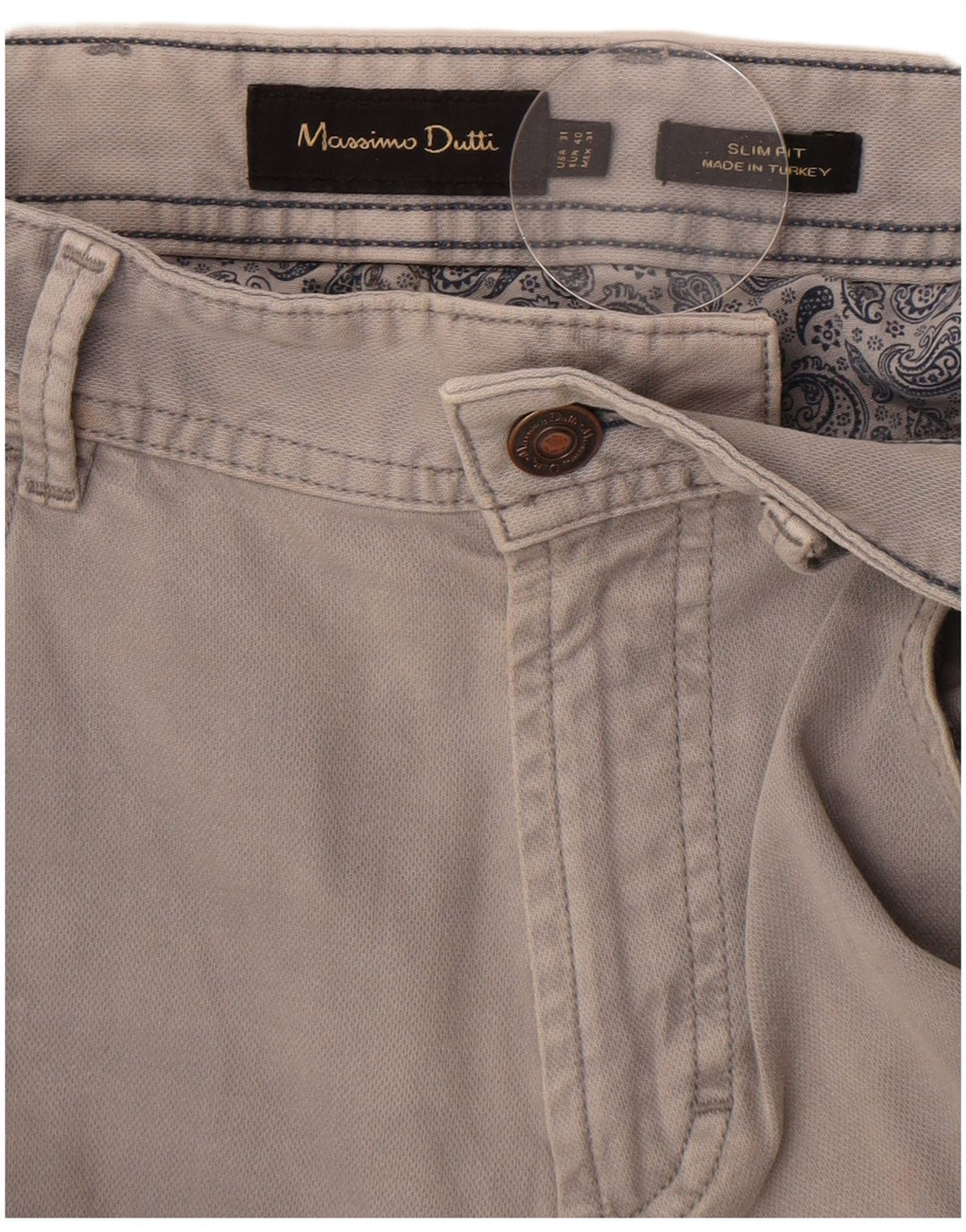Massimo Dutti Herre Slim Fit Casual Bukser EU 40 Medium W32 L34 Grå