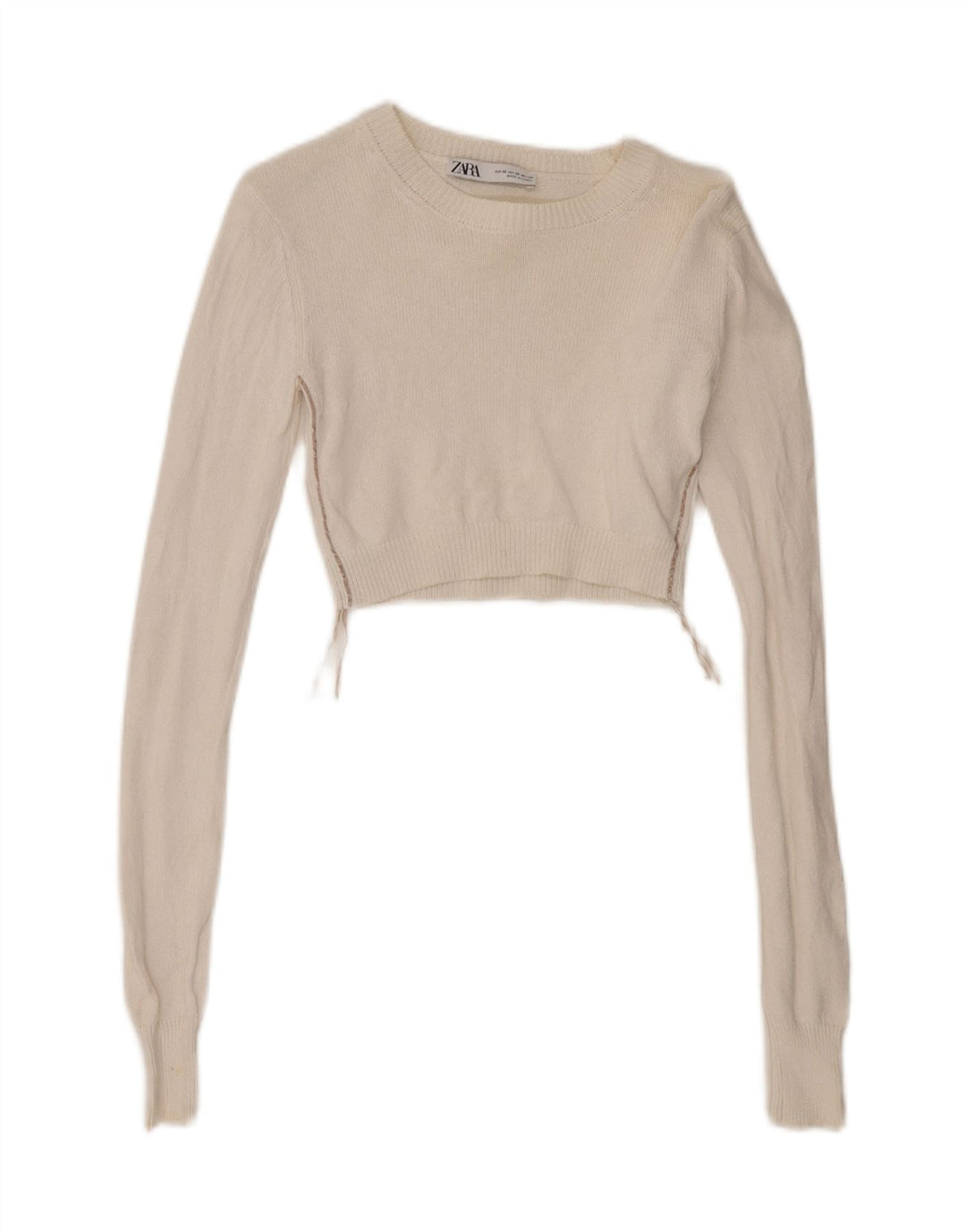 Zara Dame Crop Top Langærmet UK 6 XS Hvid