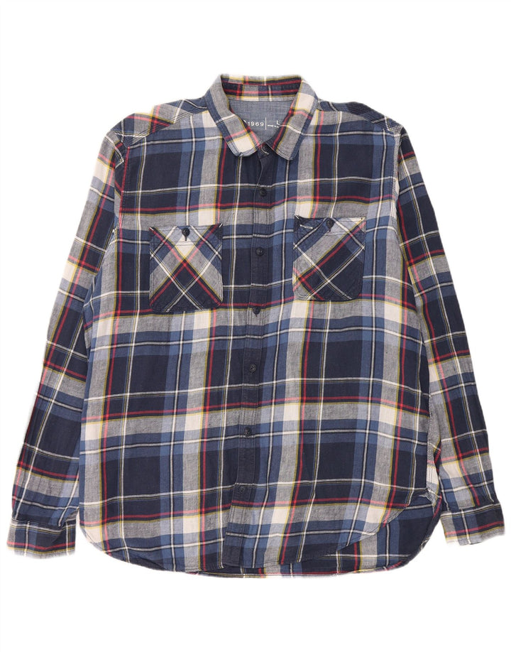 GAP Herre flannelskjorte Stor marineblå ternet linned