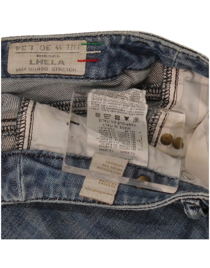 Diesel Dame Lhela Distressed Straight Jeans W30 L34 Blå Bomuld