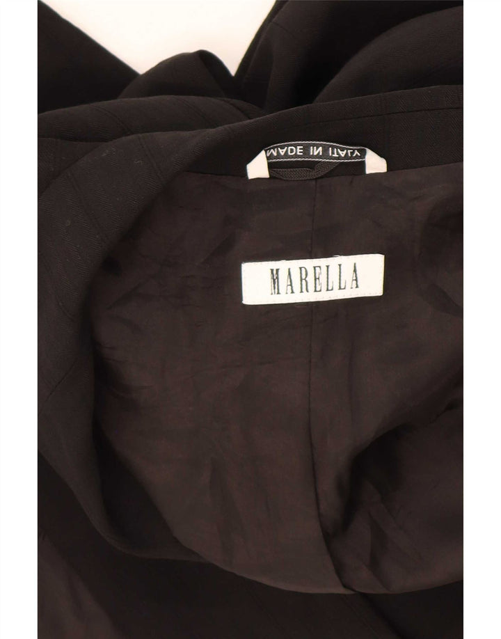 Marella Dame Overfrakke UK 12 Medium Sort Stribet Uld