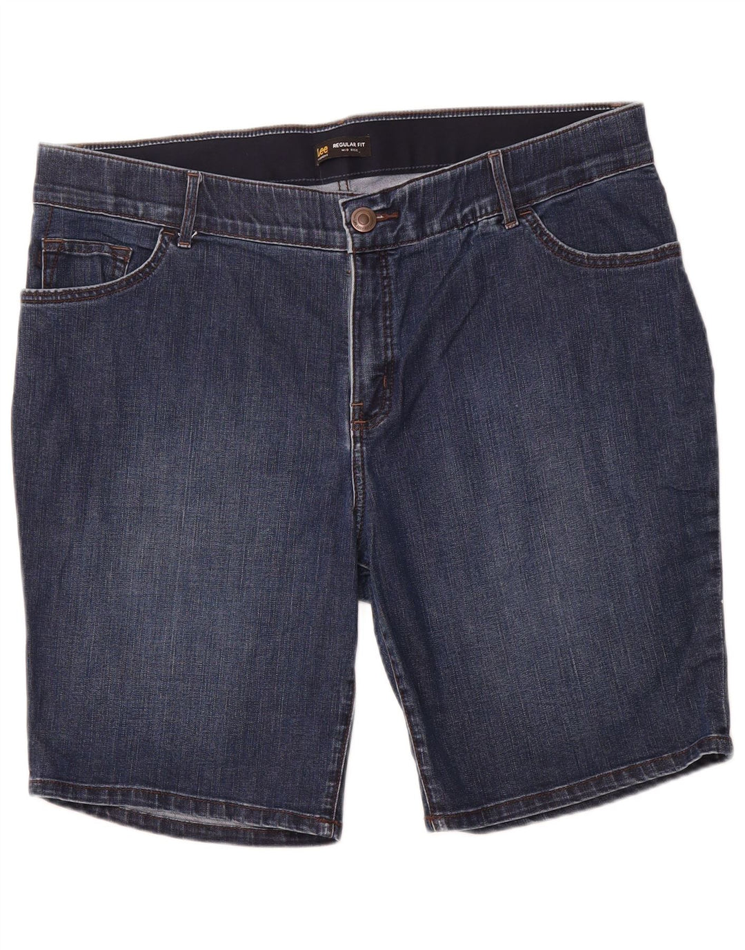 LEE denimshorts med normal pasform til kvinder i mellemhøj højde US 20 3XL W40 blå bomuld