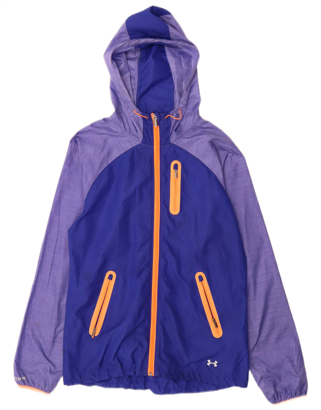Under Armour Regnjakke med hætte til kvinder UK 10 Small Blue Colourblock