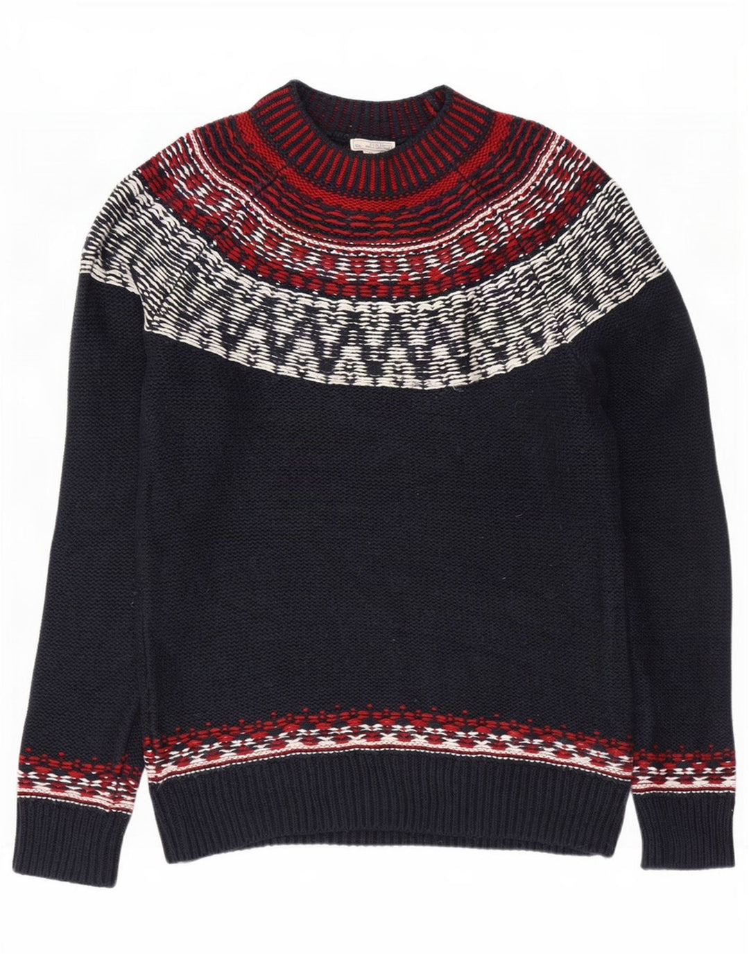 Gap Herre Turtle Neck Jumper Sweater Small Navy Blue Fair Isle Bomuld